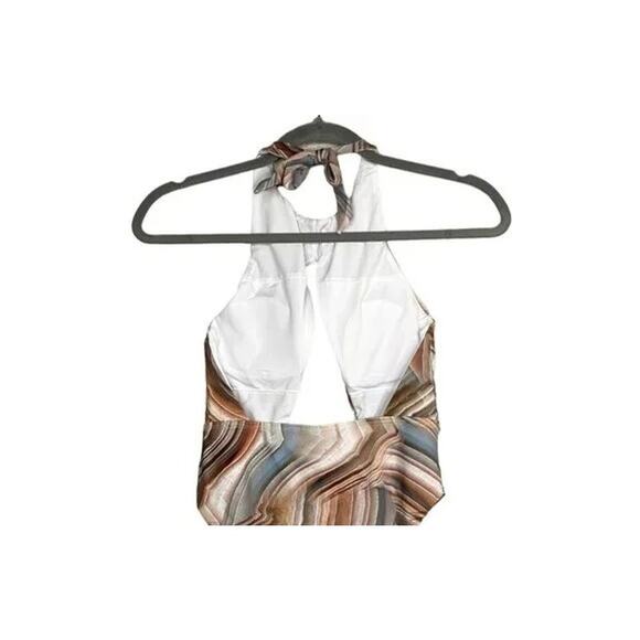 NWT Helen Owen Byblos Cutout Halter Cheeky High Cut One Piece Swim M Sandstone - Picture 6 of 15